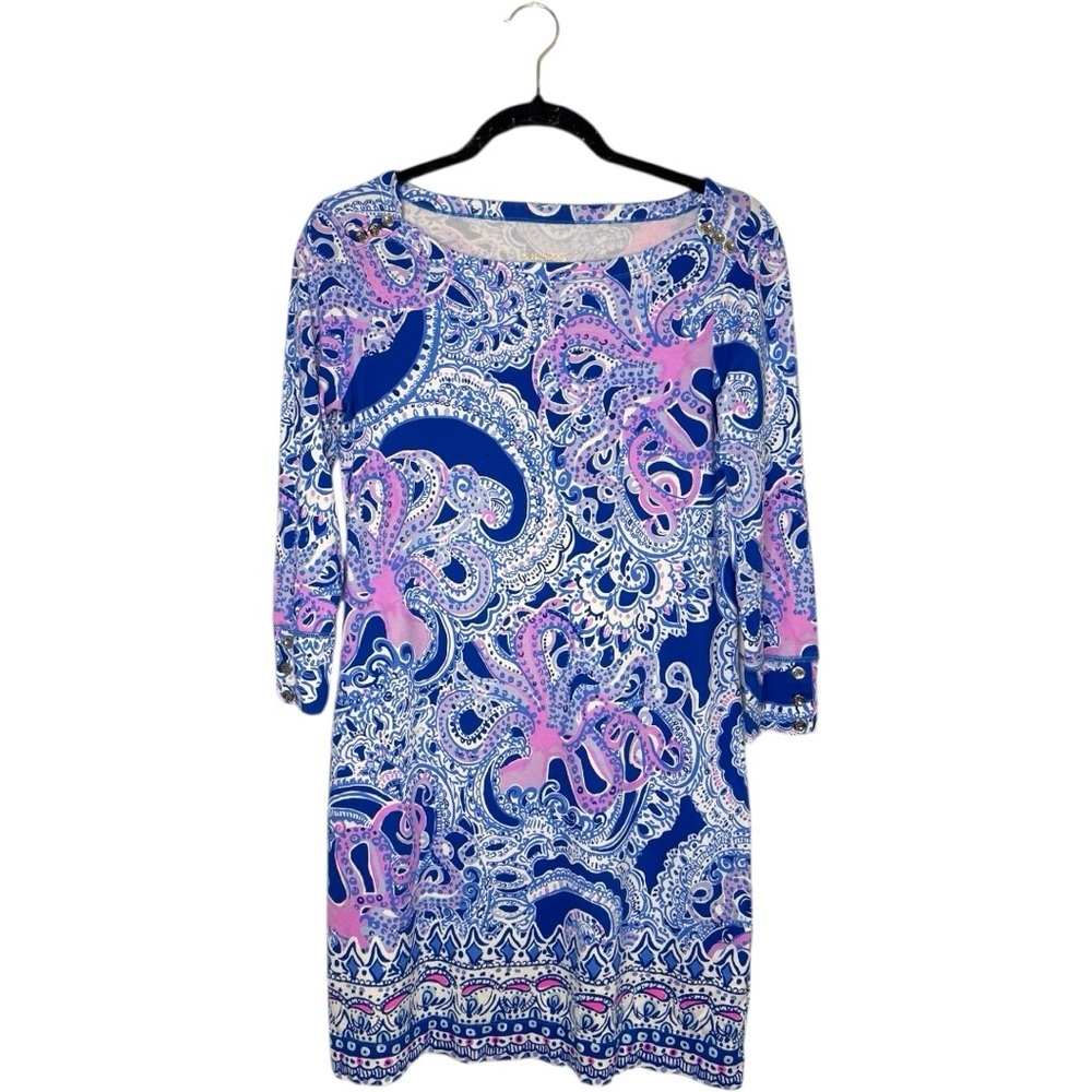 Lilly Pulitzer UPF 50+ Sophie dress Blue Grotto Legga Sea Pink and blue small